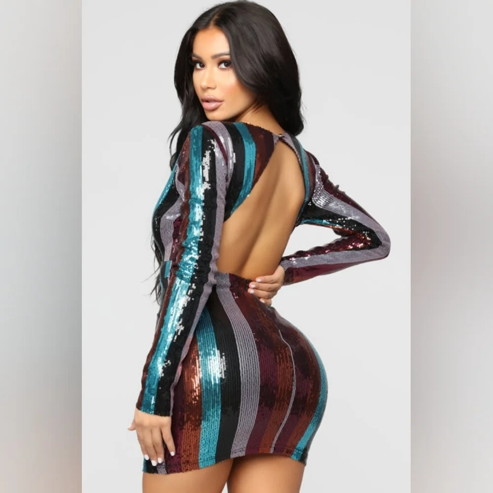 PINK OWL Sequin Striped Dress - Picture 2 of 8
